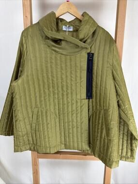 NWT Terra Green Offset Exposed Zipper Pockets Quilted Jacket #1012 Size XXL